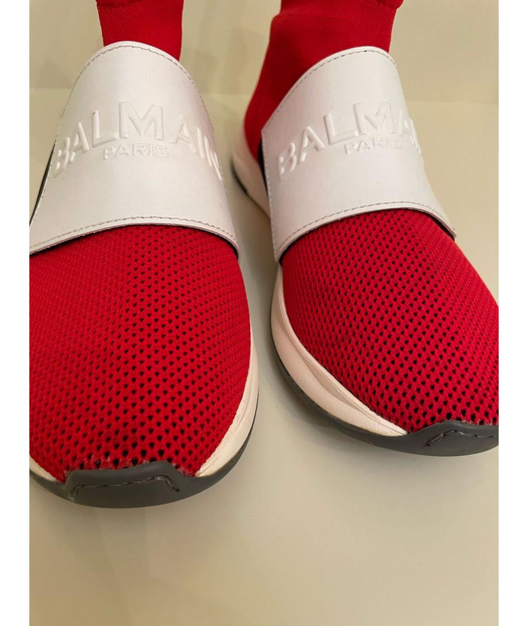 BALMAIN Красные текстильные кроссовки, фото 6