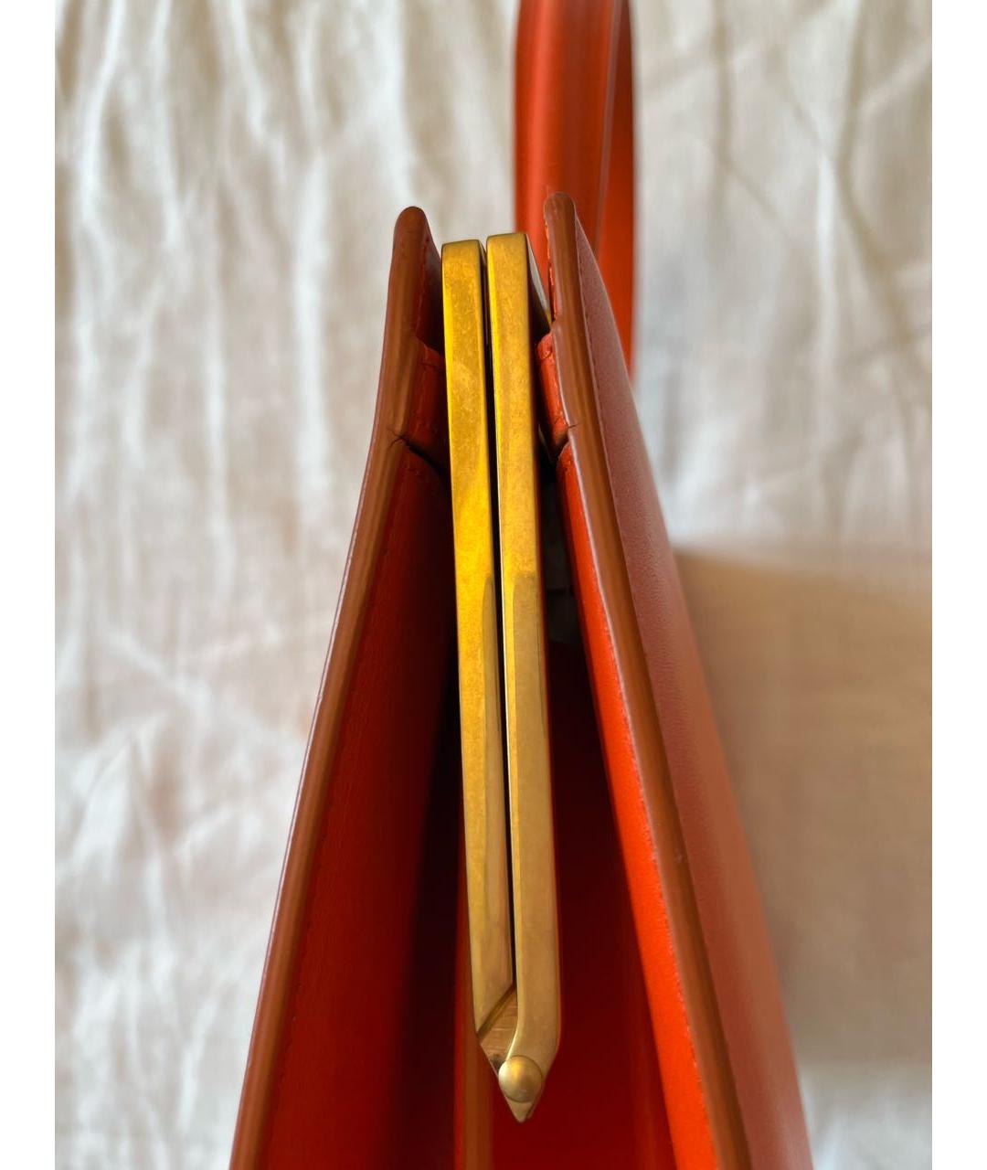 CELINE Оранжевая кожаная сумка с короткими ручками, фото 8