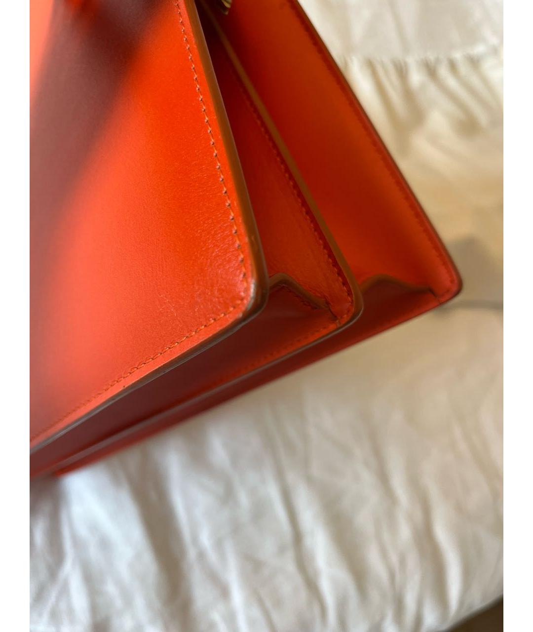 CELINE Оранжевая кожаная сумка с короткими ручками, фото 7