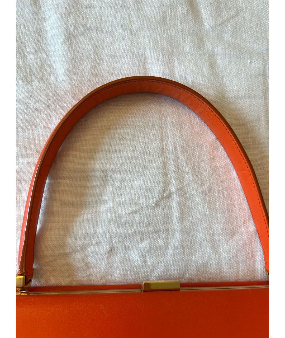 CELINE Оранжевая кожаная сумка с короткими ручками, фото 6