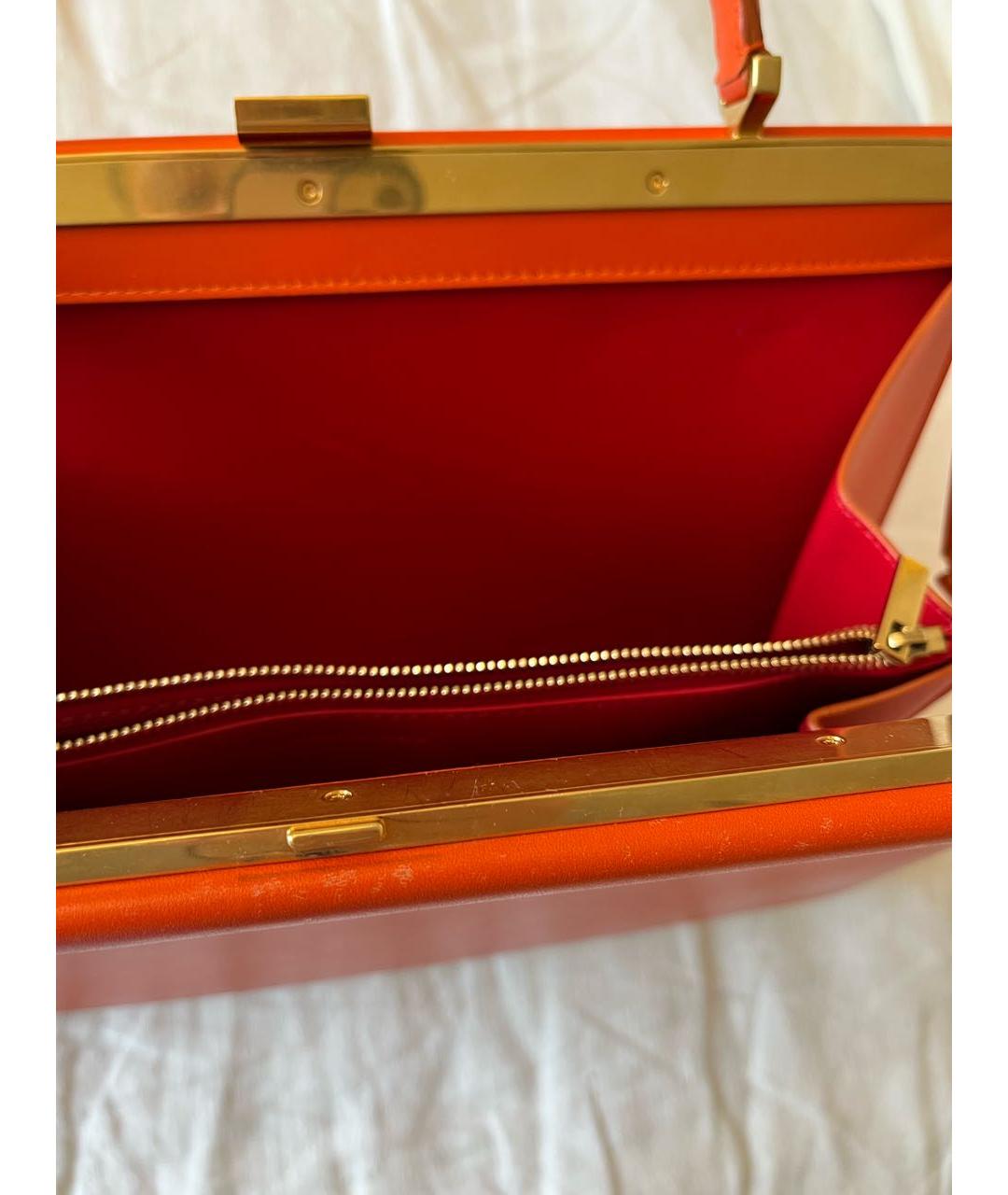 CELINE Оранжевая кожаная сумка с короткими ручками, фото 4