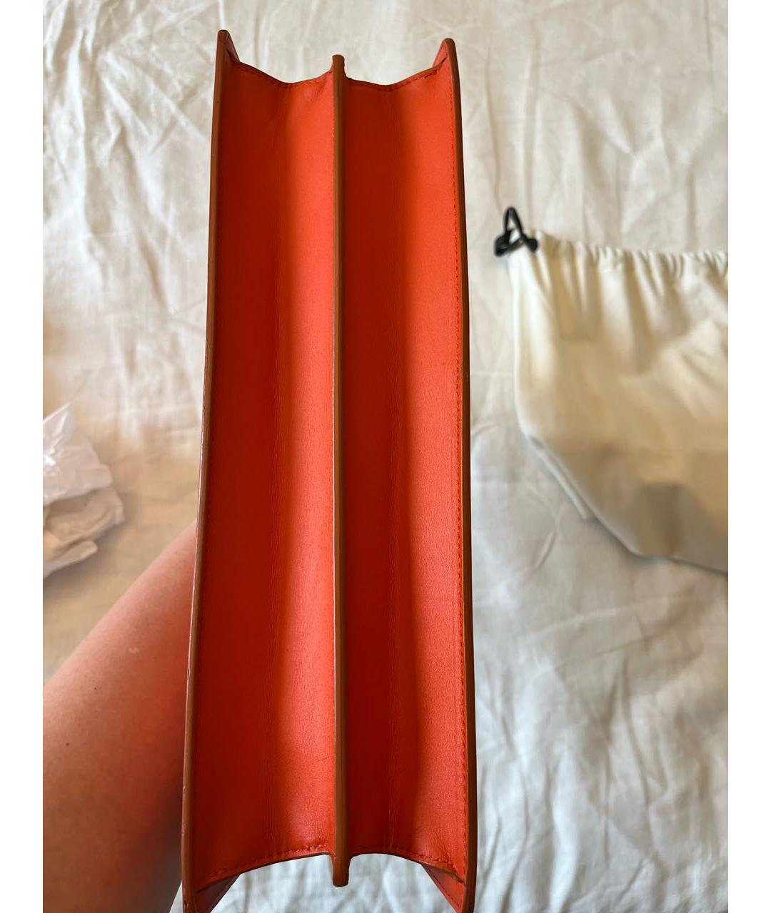 CELINE Оранжевая кожаная сумка с короткими ручками, фото 5