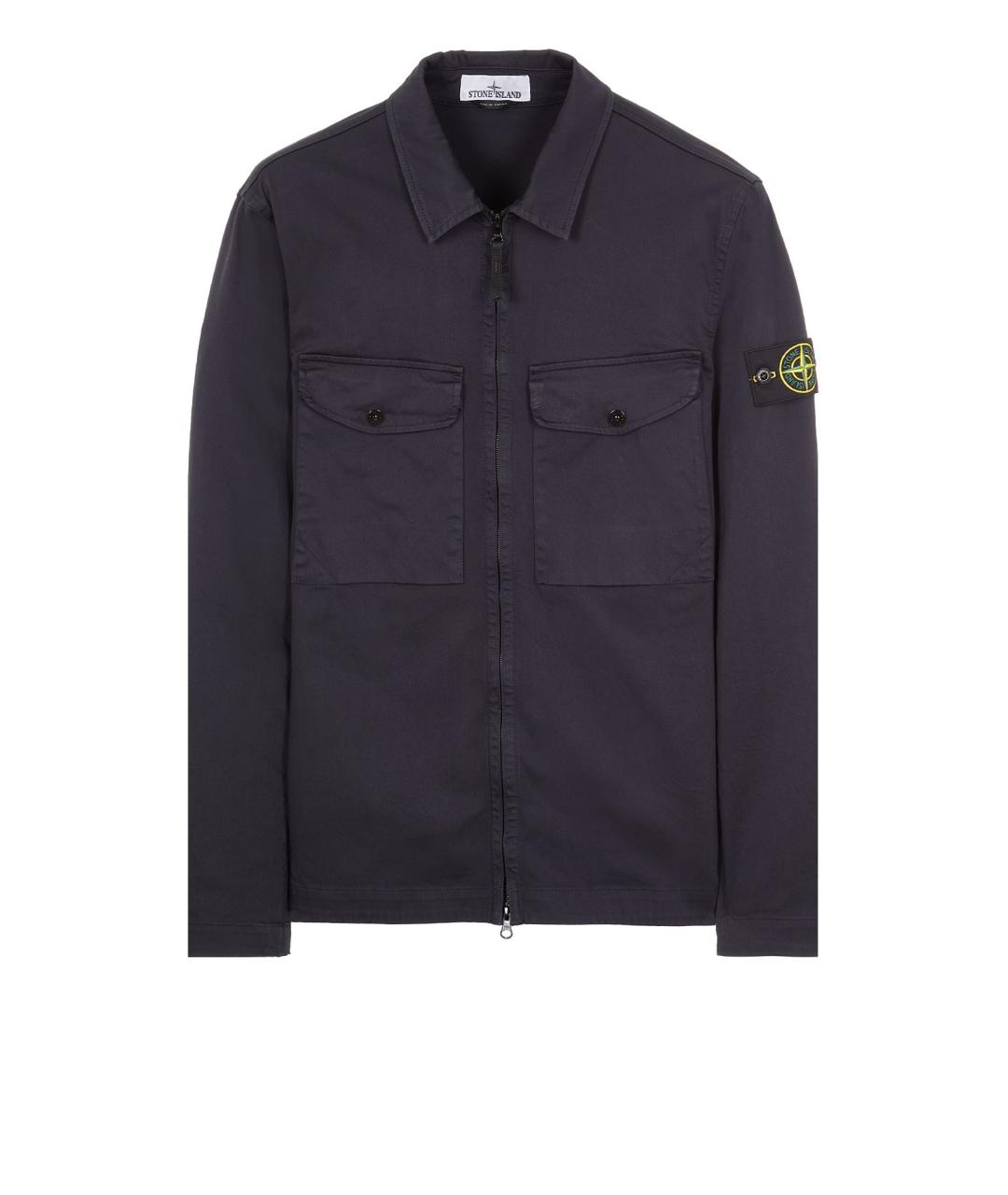 STONE ISLAND Темно-синяя хлопко-полиэстеровая кэжуал рубашка, фото 1