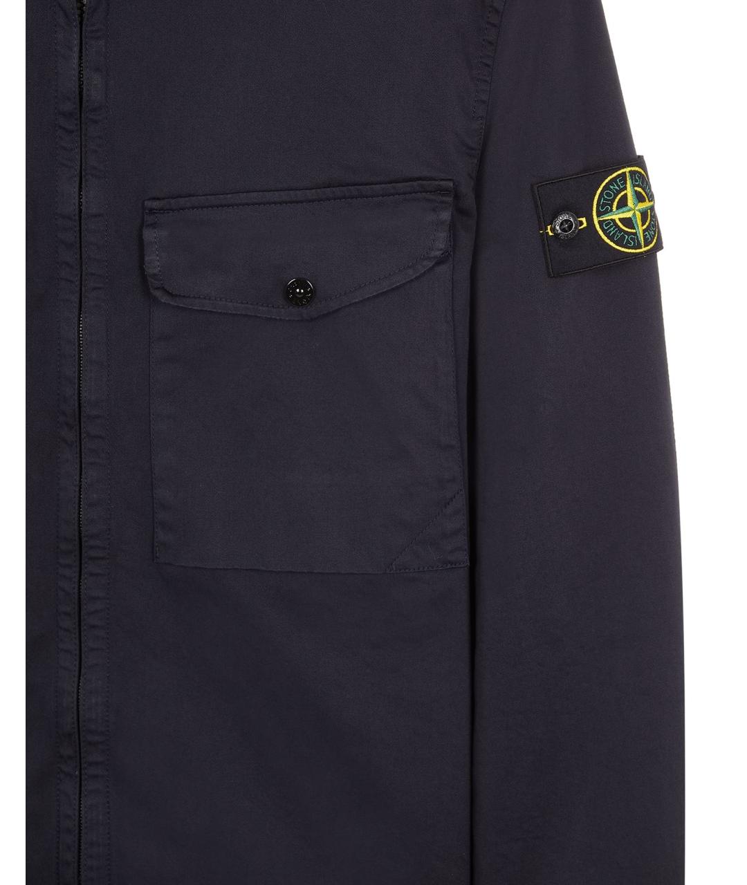 STONE ISLAND Темно-синяя хлопко-полиэстеровая кэжуал рубашка, фото 3