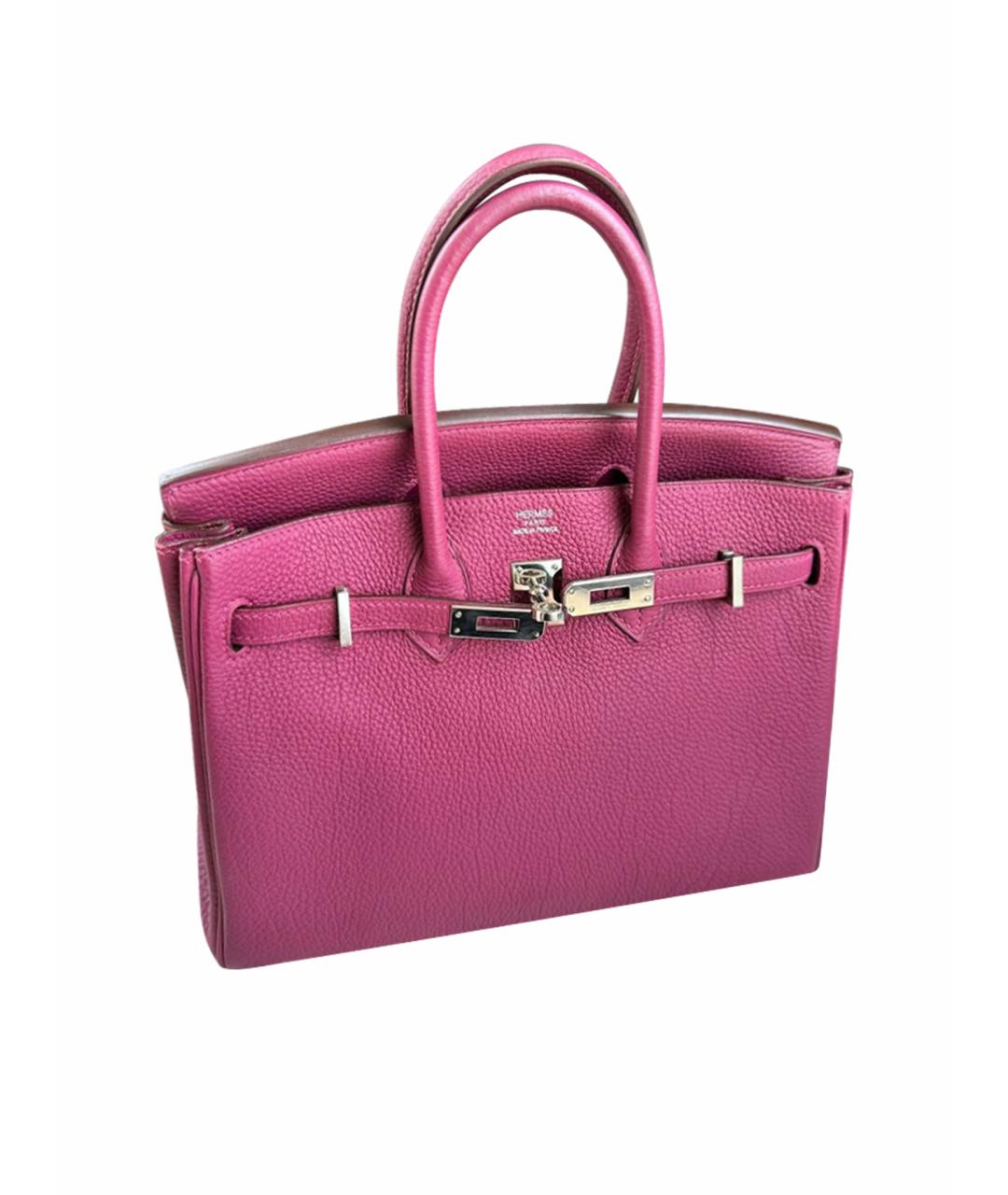HERMES Розовая кожаная сумка с короткими ручками, фото 1