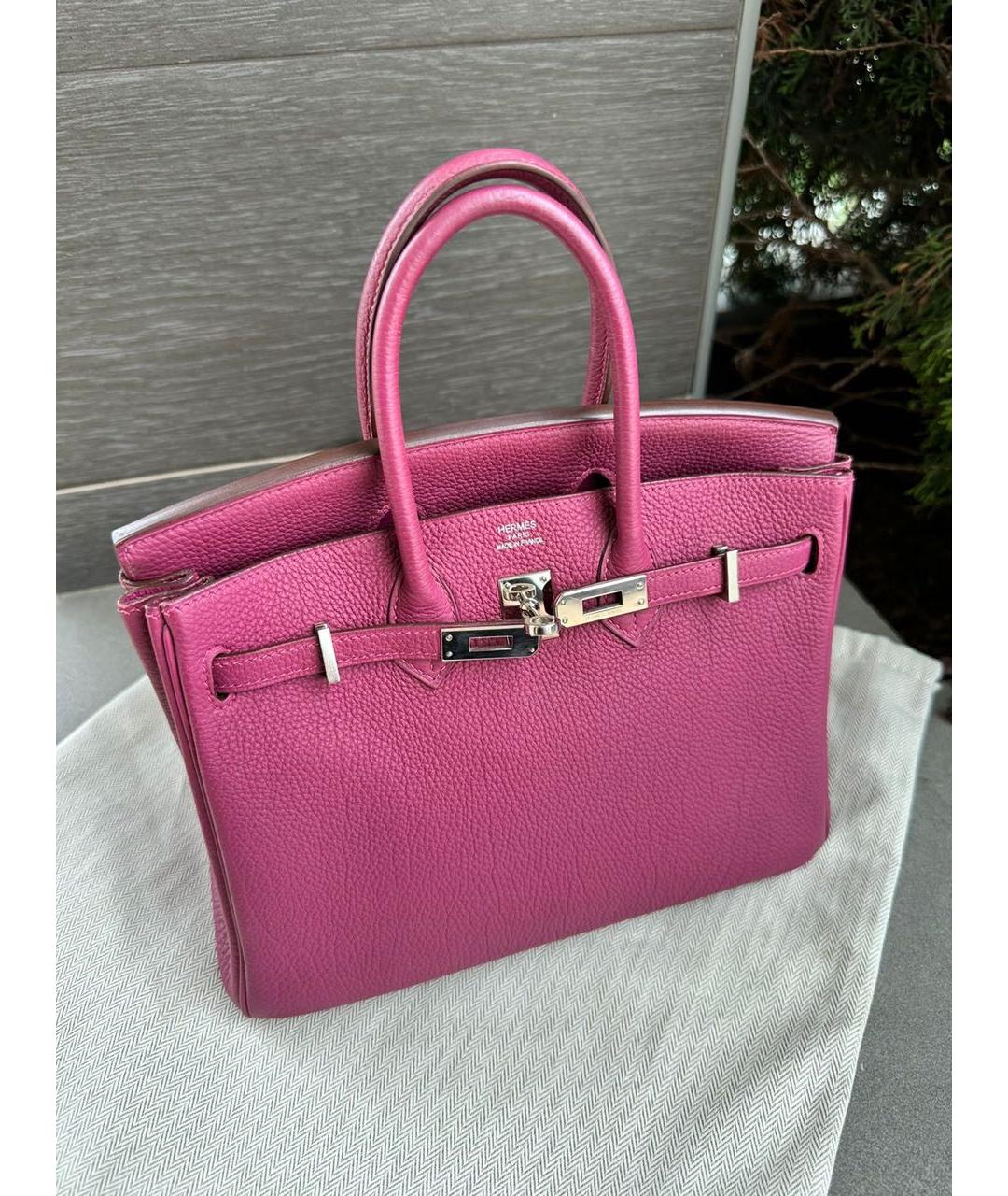 HERMES Розовая кожаная сумка с короткими ручками, фото 9