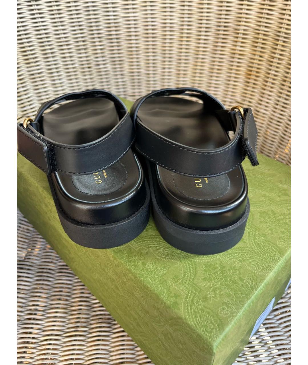 GUCCI Черные кожаные сандалии, фото 4