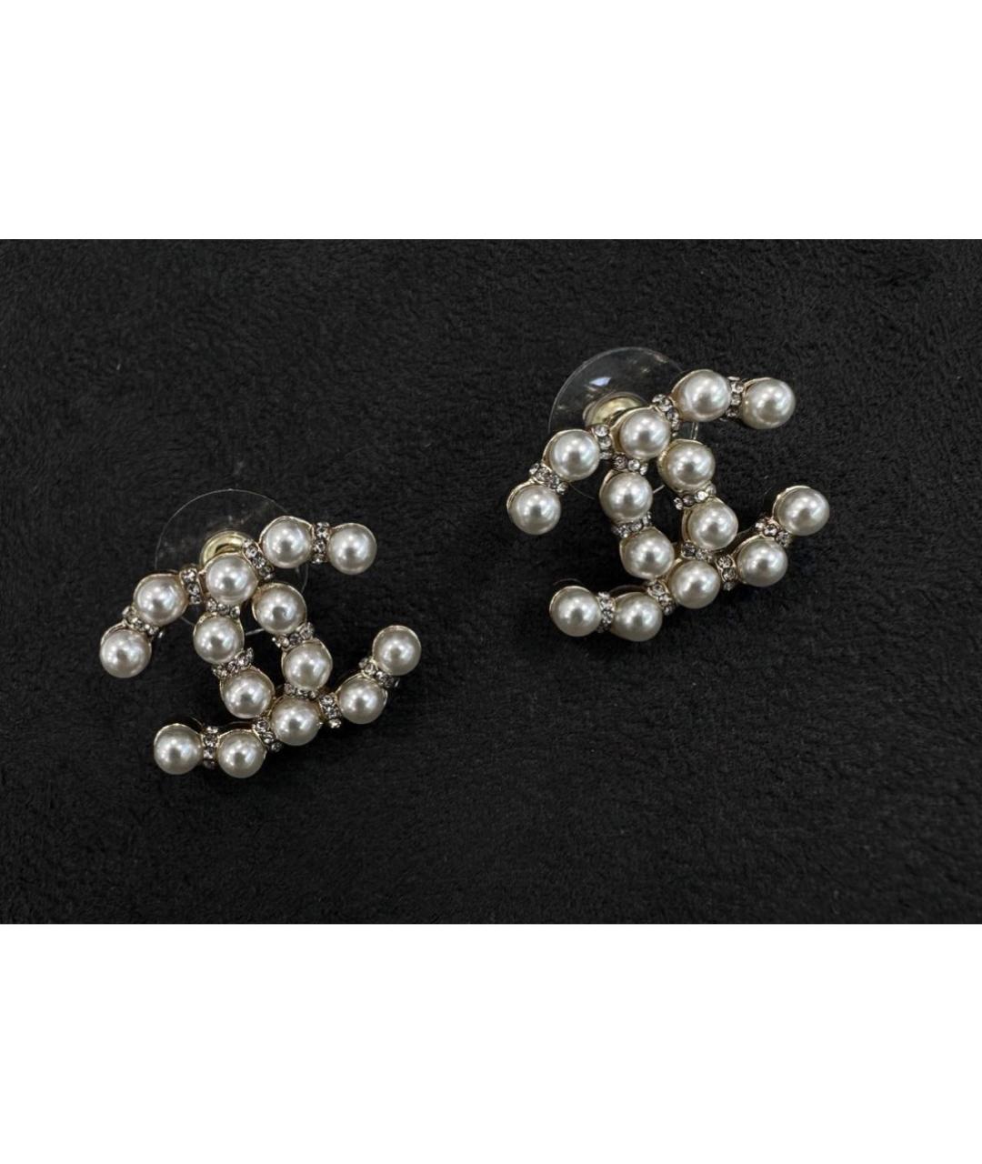 CHANEL Белые серьги, фото 6