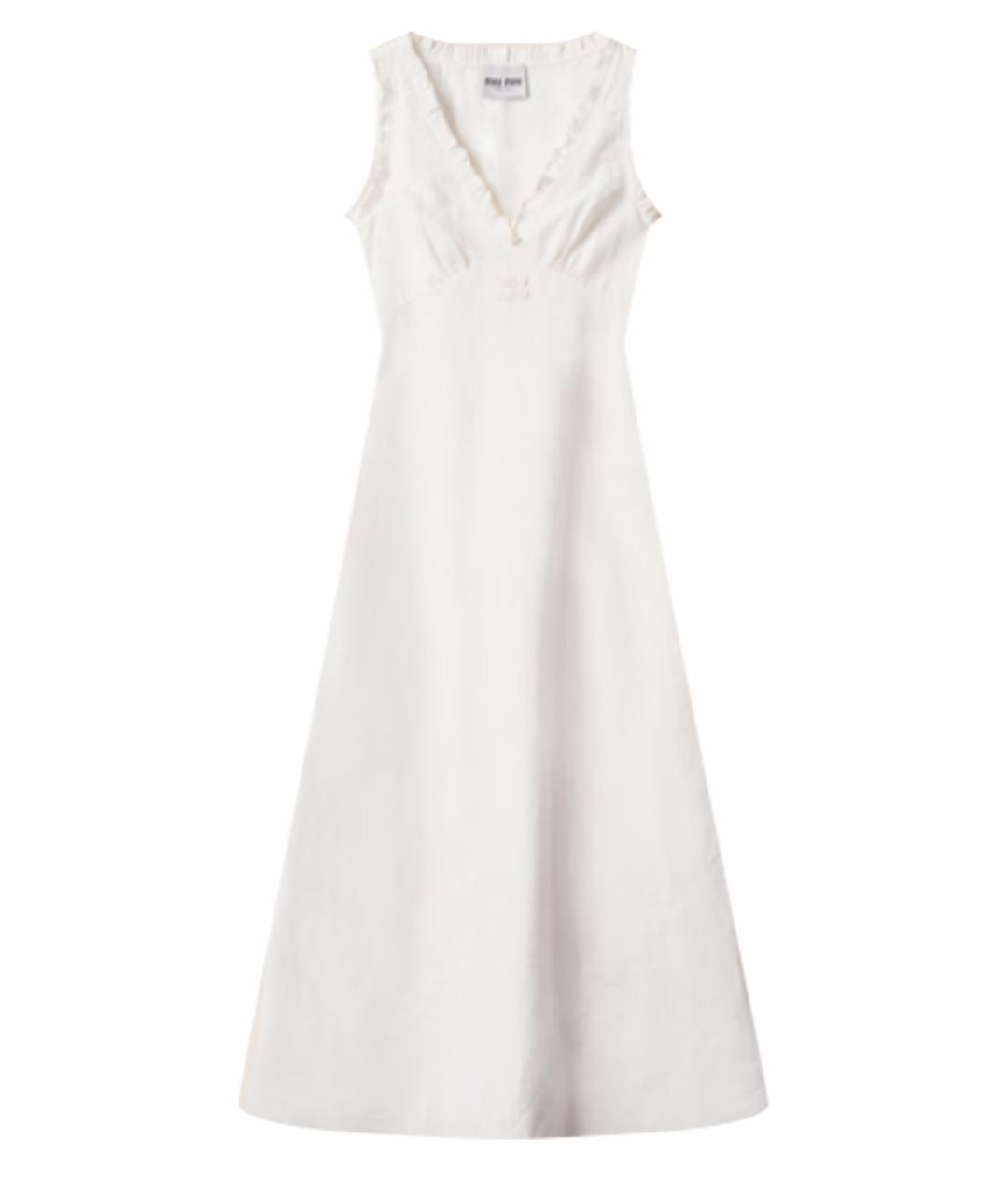 MIU MIU Белое льняное повседневное платье, фото 1