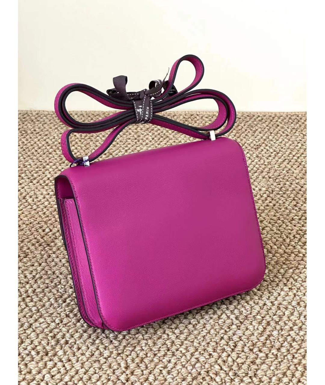 HERMES PRE-OWNED Фиолетовая кожаная сумка через плечо, фото 2