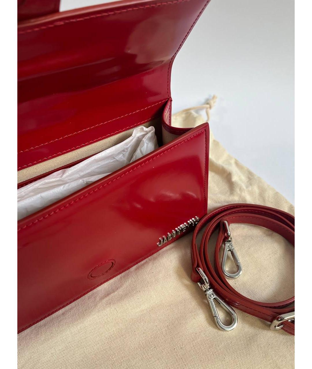 JACQUEMUS Бордовая сумка с короткими ручками из лакированной кожи, фото 5