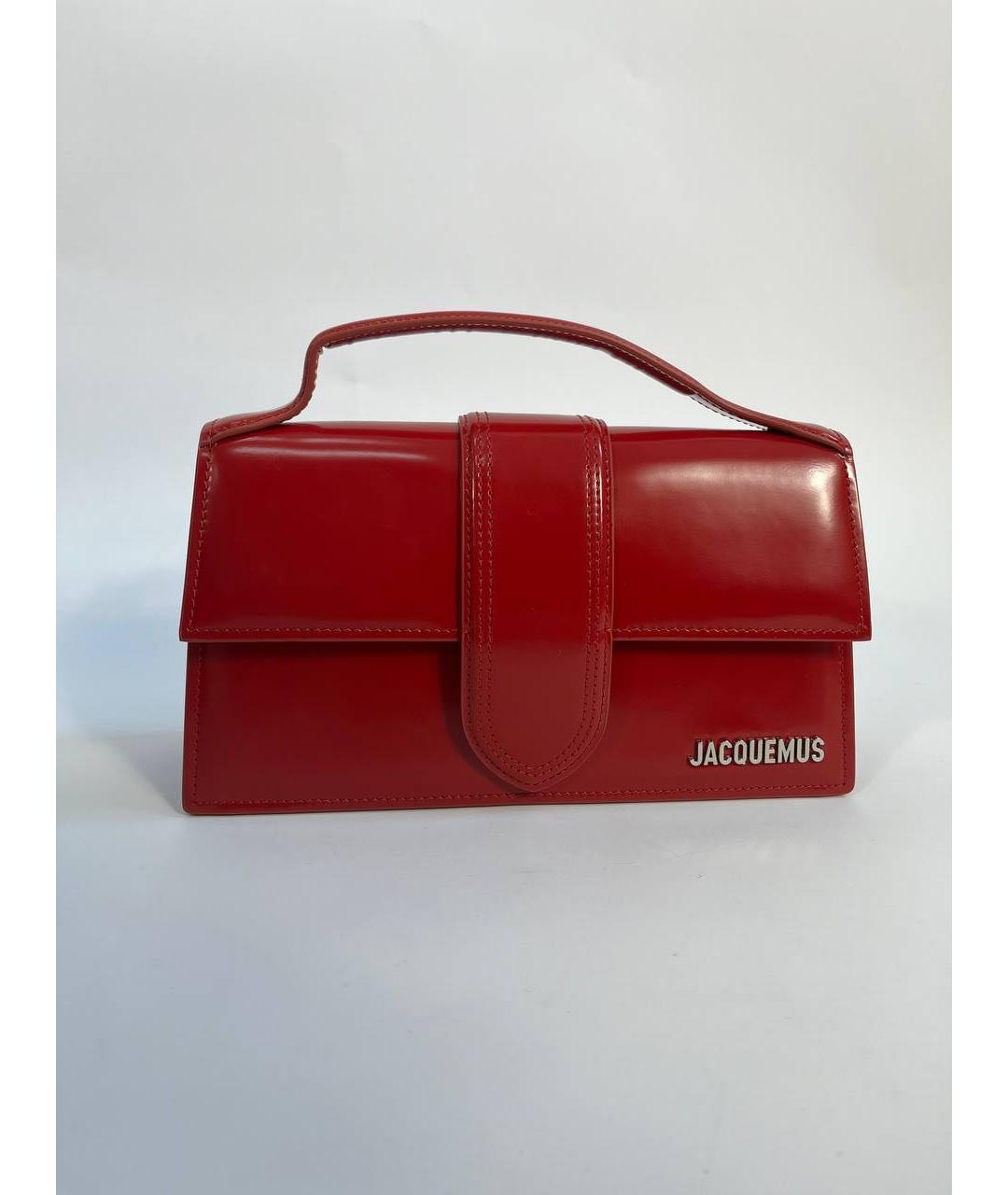 JACQUEMUS Бордовая сумка с короткими ручками из лакированной кожи, фото 6