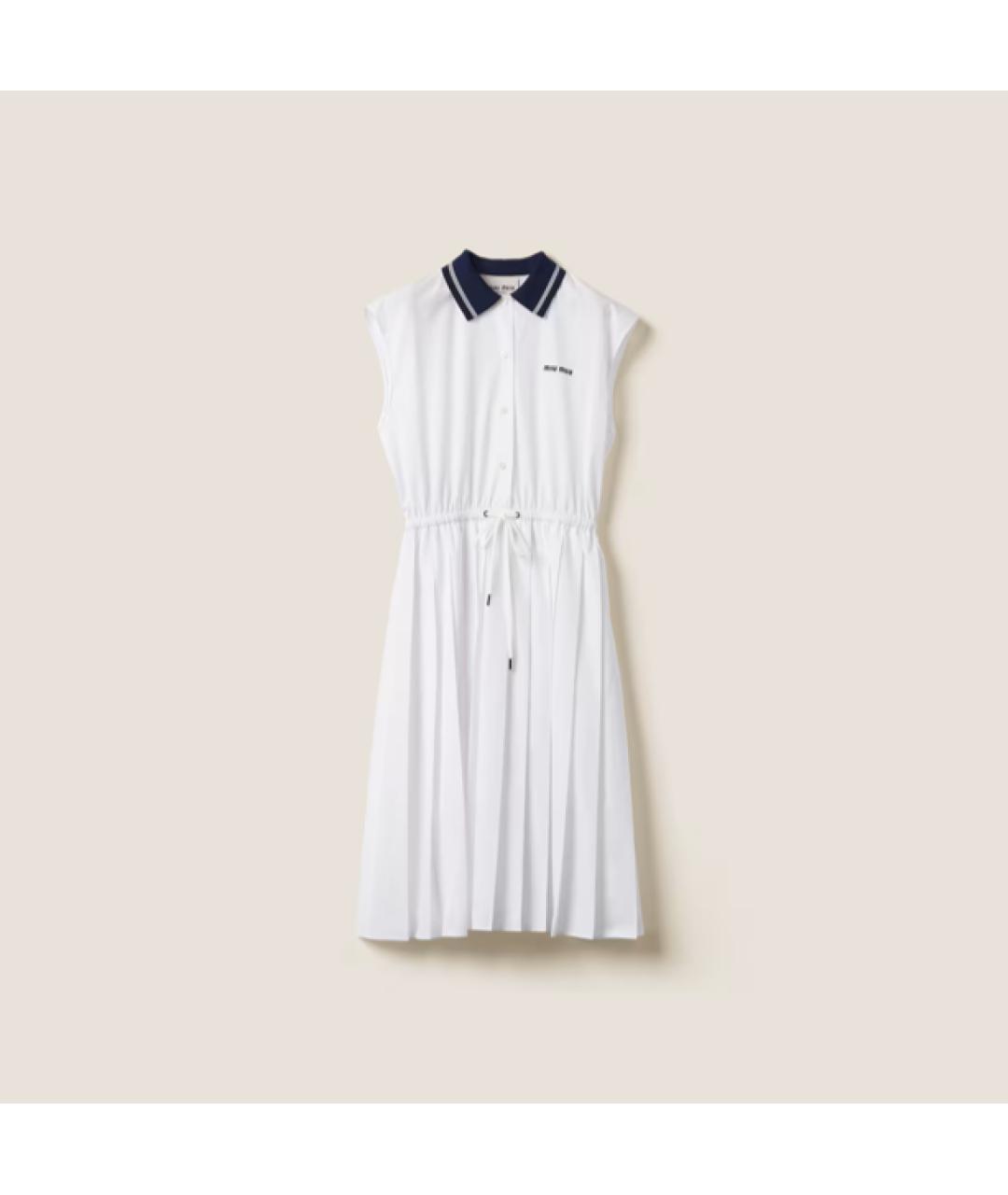 MIU MIU Белое хлопковое повседневное платье, фото 6