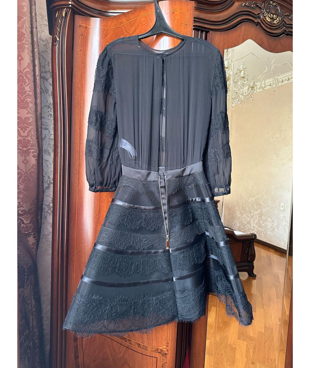 ELISABETTA FRANCHI Черное кружевное коктейльное платье, фото 2