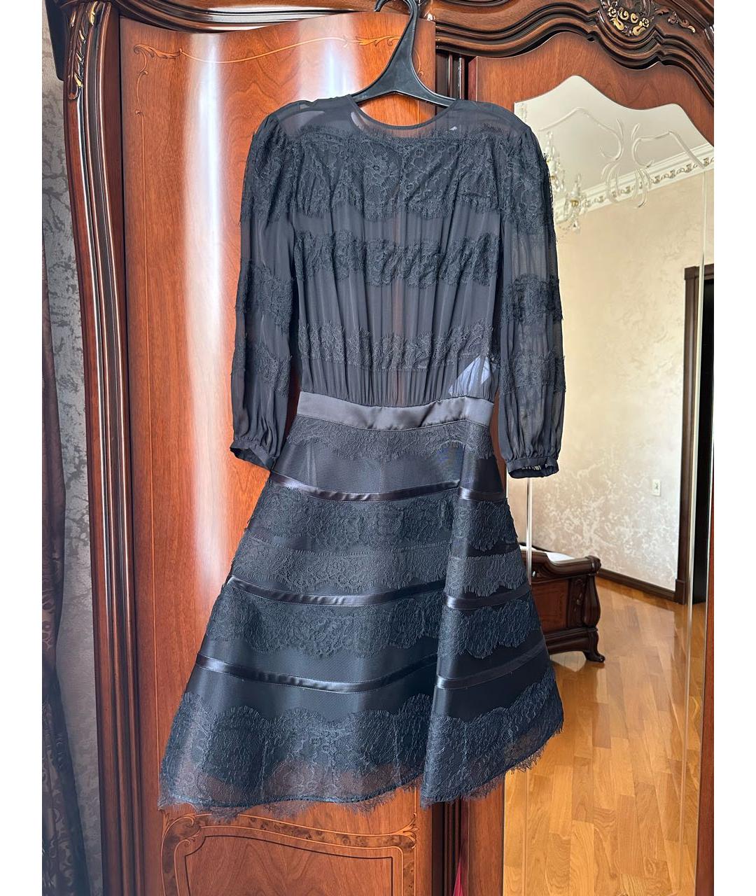 ELISABETTA FRANCHI Черное кружевное коктейльное платье, фото 6