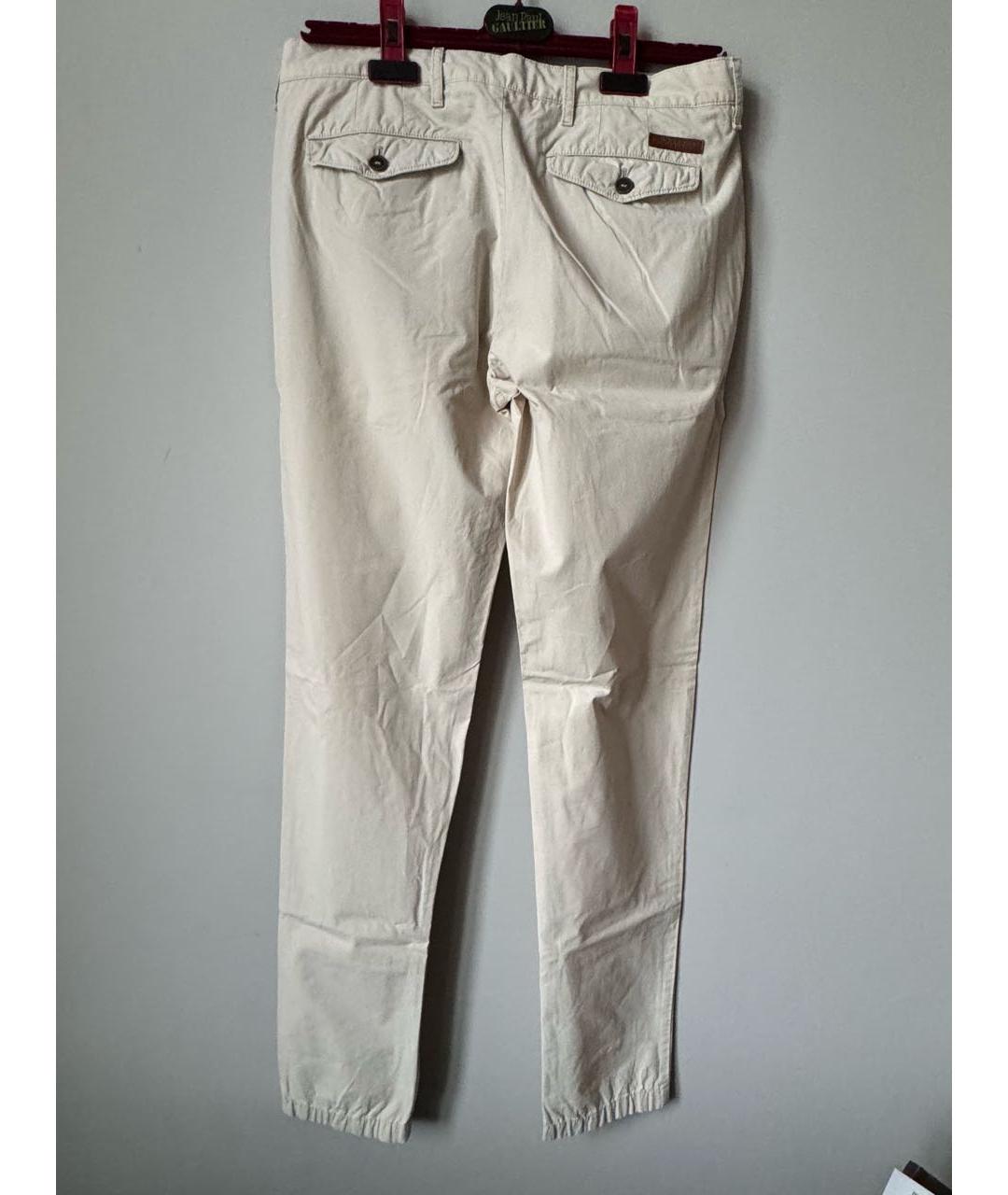 BURBERRY Бежевые хлопковые классические брюки, фото 2