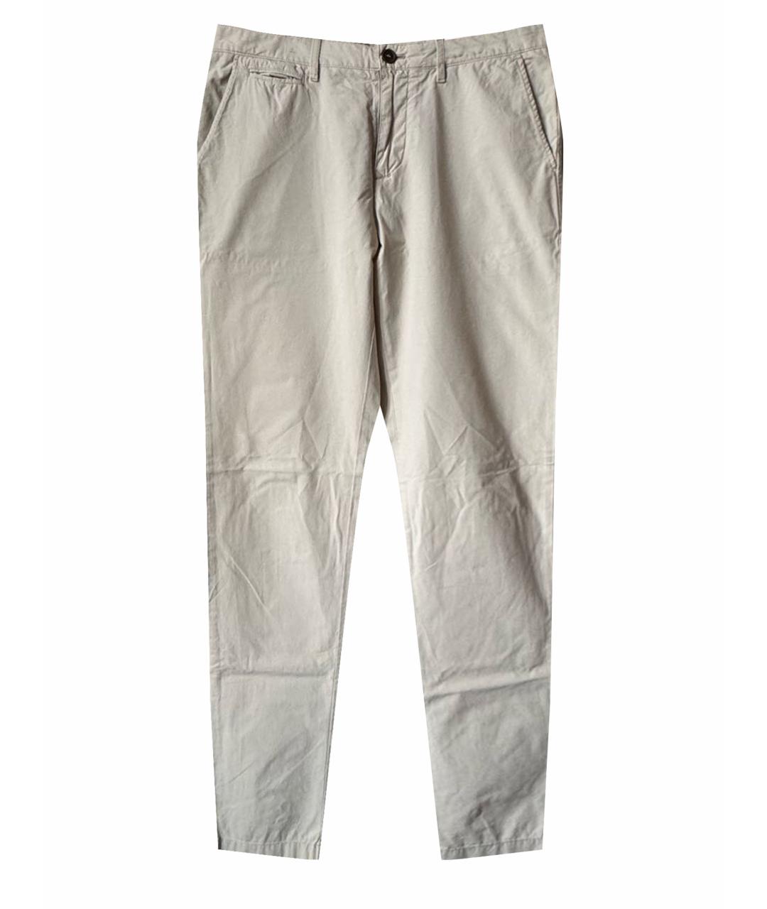 BURBERRY Бежевые хлопковые классические брюки, фото 1