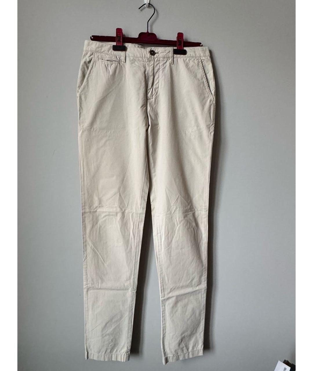 BURBERRY Бежевые хлопковые классические брюки, фото 5