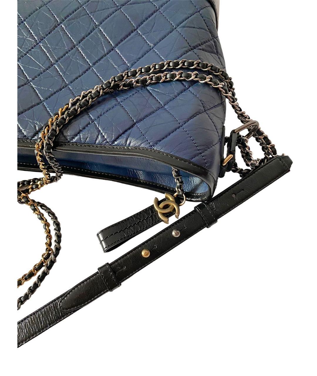 CHANEL Темно-синяя кожаная сумка через плечо, фото 4