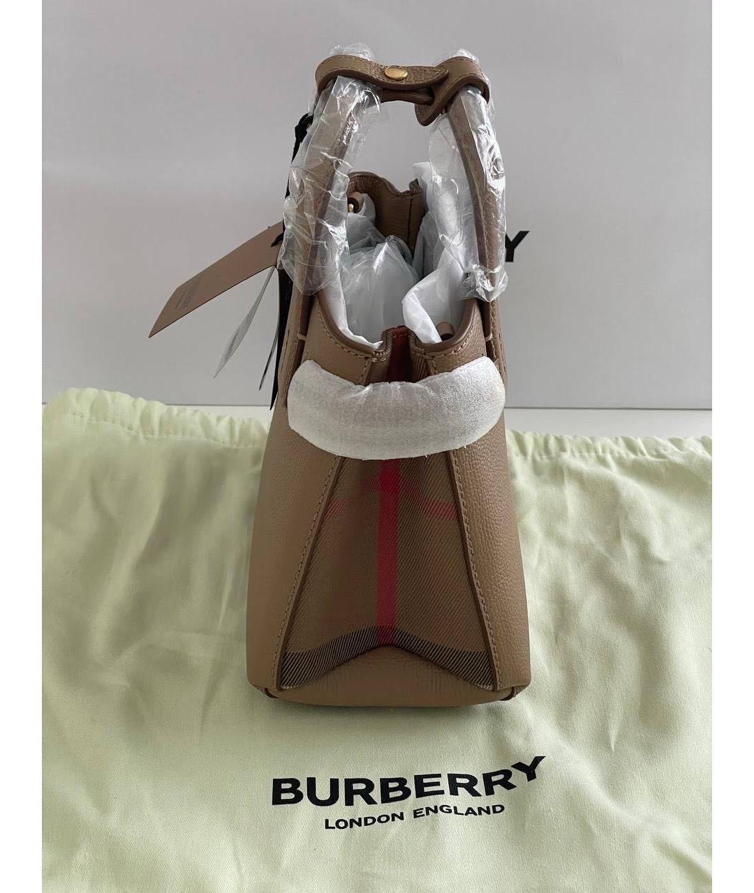 BURBERRY Бежевая кожаная сумка тоут, фото 2