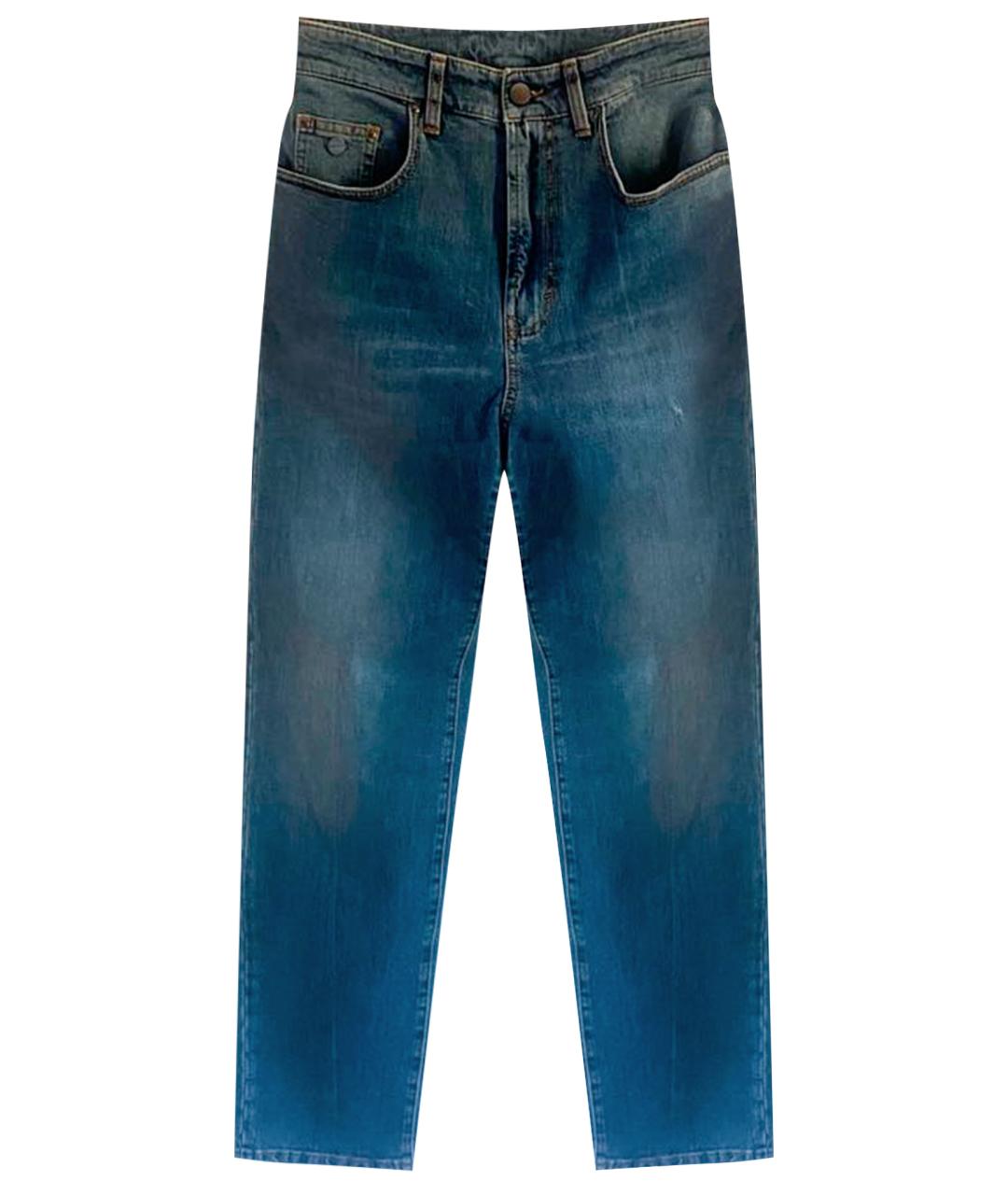 PALM ANGELS Голубые хлопко-эластановые прямые джинсы, фото 1