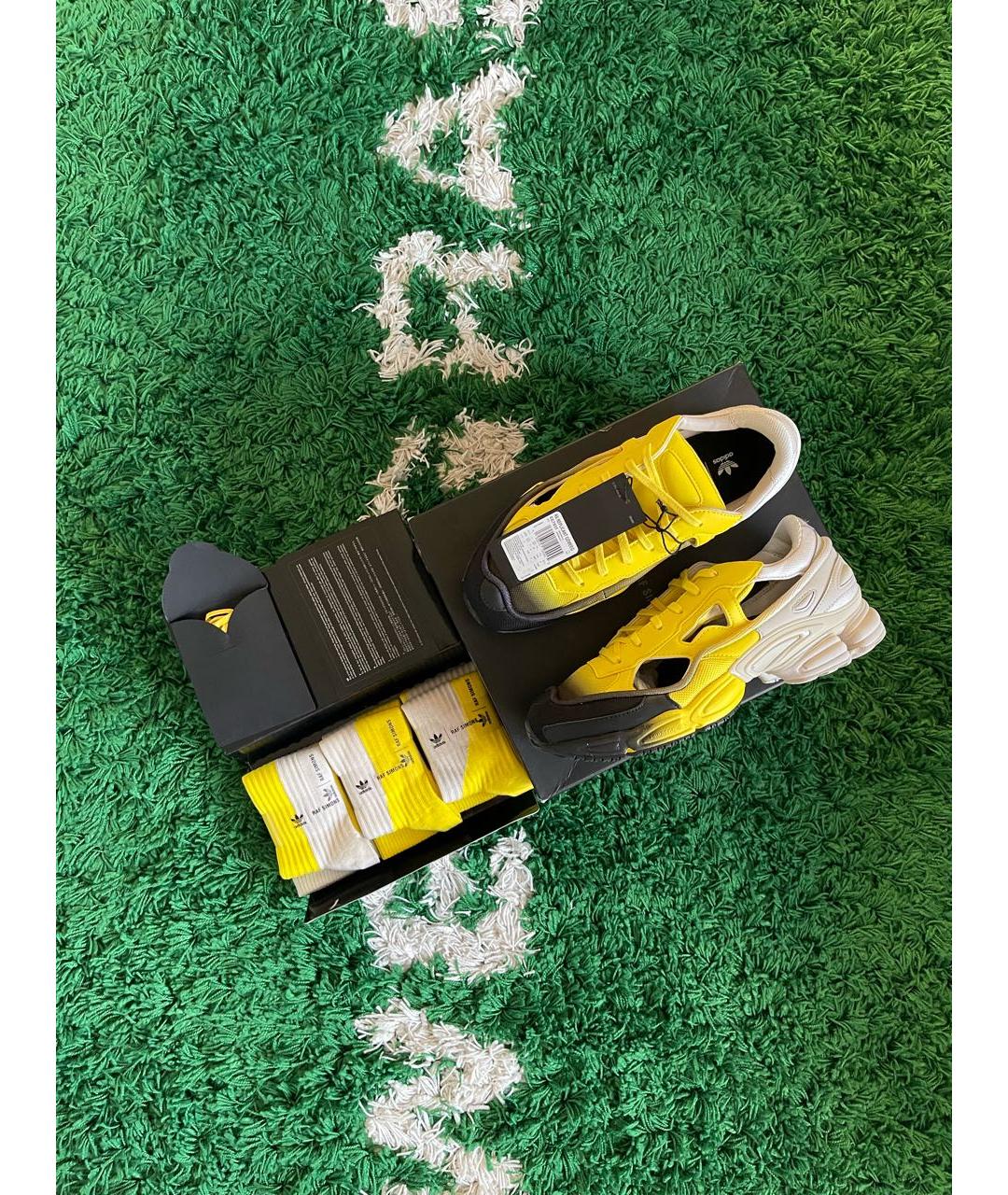 ADIDAS X RAF SIMONS Желтые кожаные низкие кроссовки / кеды, фото 7