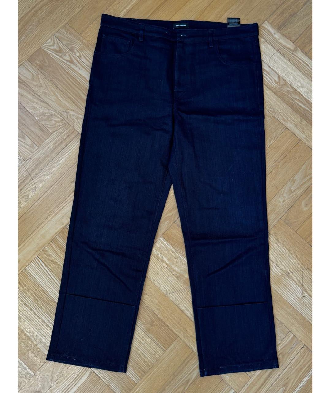 RAF SIMONS Темно-синие хлопко-полиэстеровые прямые джинсы, фото 6