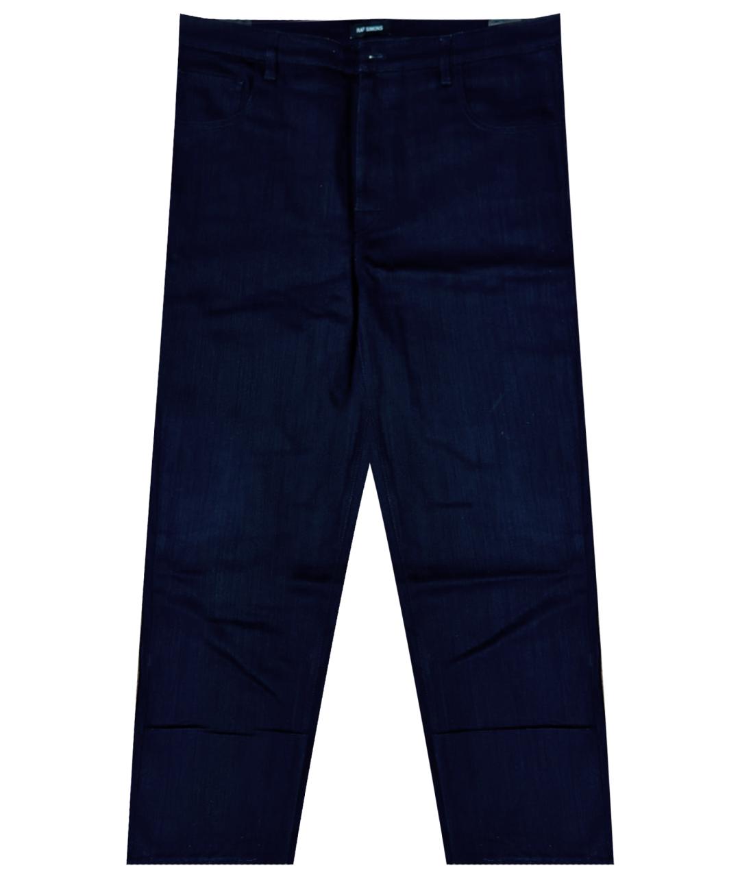 RAF SIMONS Темно-синие хлопко-полиэстеровые прямые джинсы, фото 1