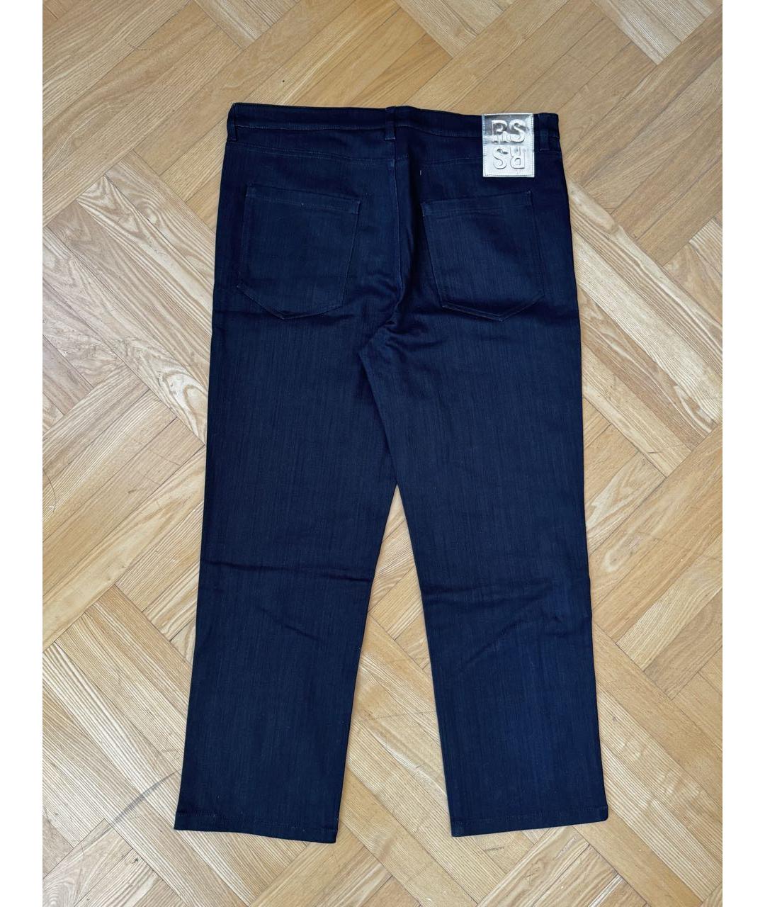 RAF SIMONS Темно-синие хлопко-полиэстеровые прямые джинсы, фото 2