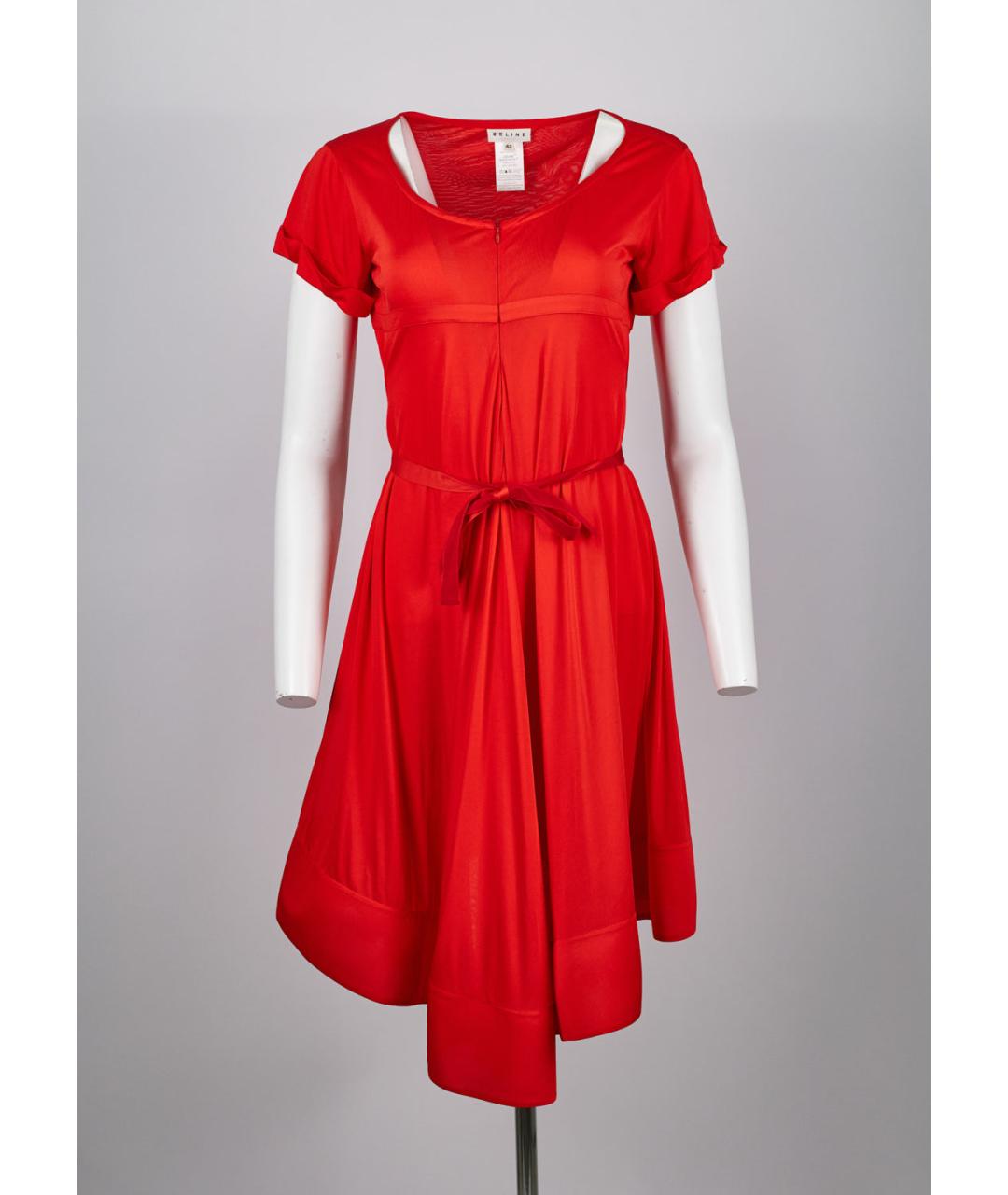 CELINE Красное вискозное вечернее платье, фото 5