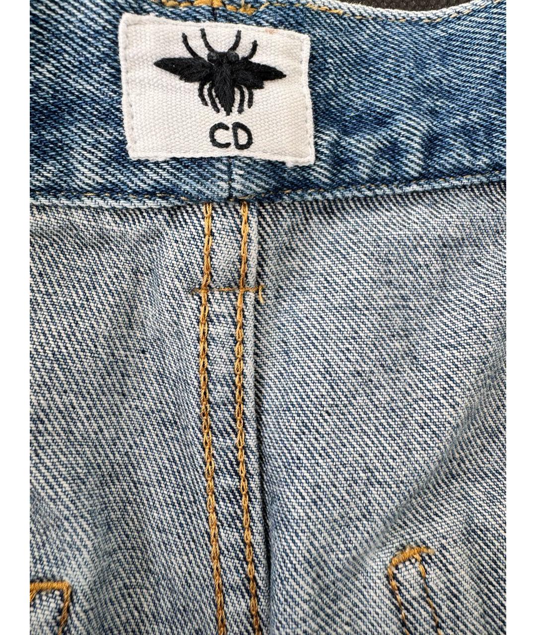 CHRISTIAN DIOR Голубые хлопковые прямые джинсы, фото 4