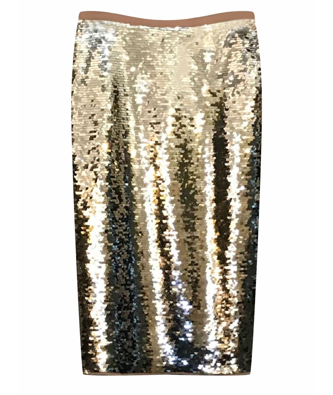 MAX MARA Золотая полиэстеровая юбка миди, фото 1