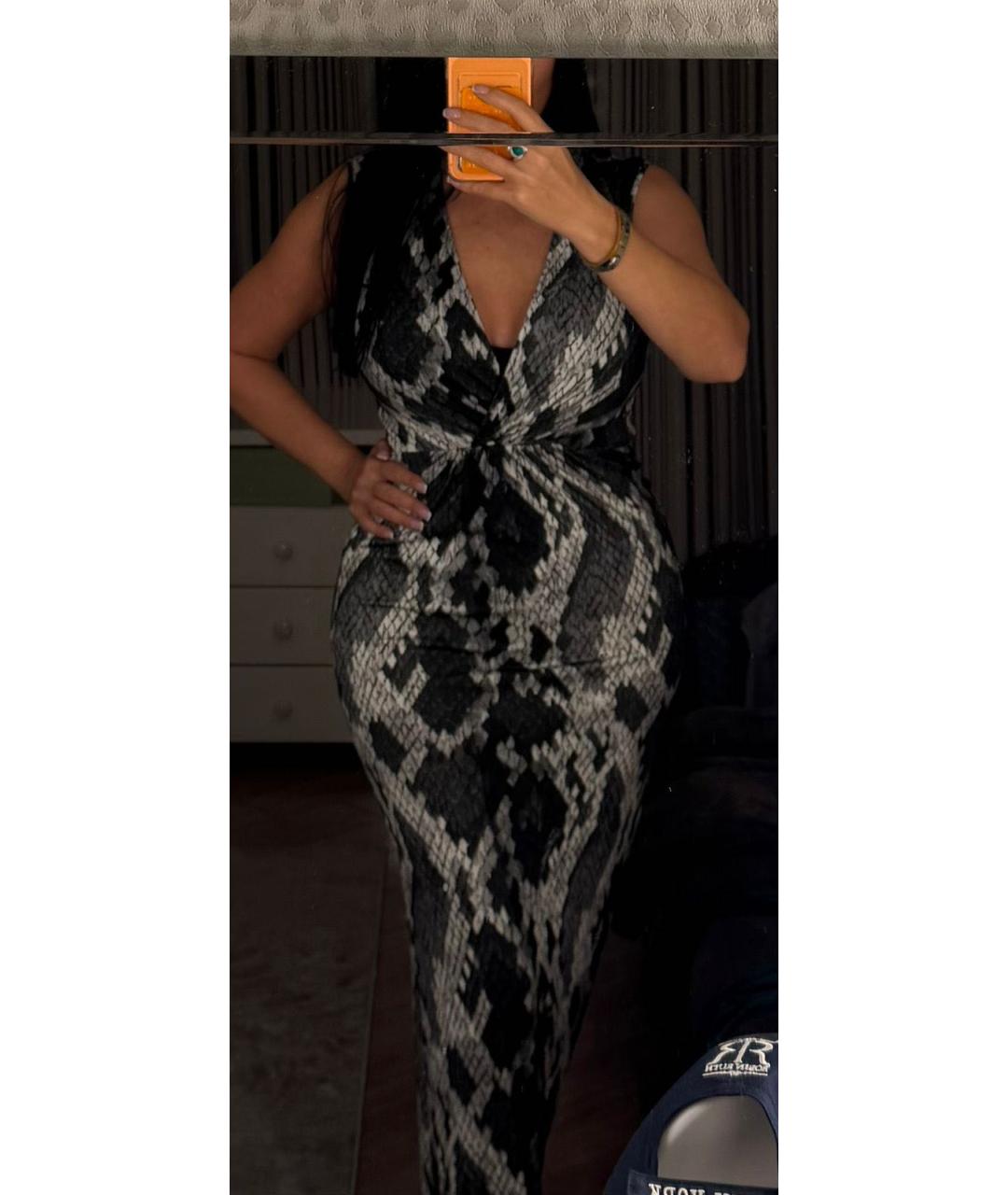 JUST CAVALLI Антрацитовое вискозное коктейльное платье, фото 7