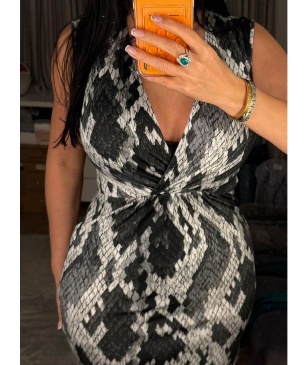 JUST CAVALLI Антрацитовое вискозное коктейльное платье, фото 6