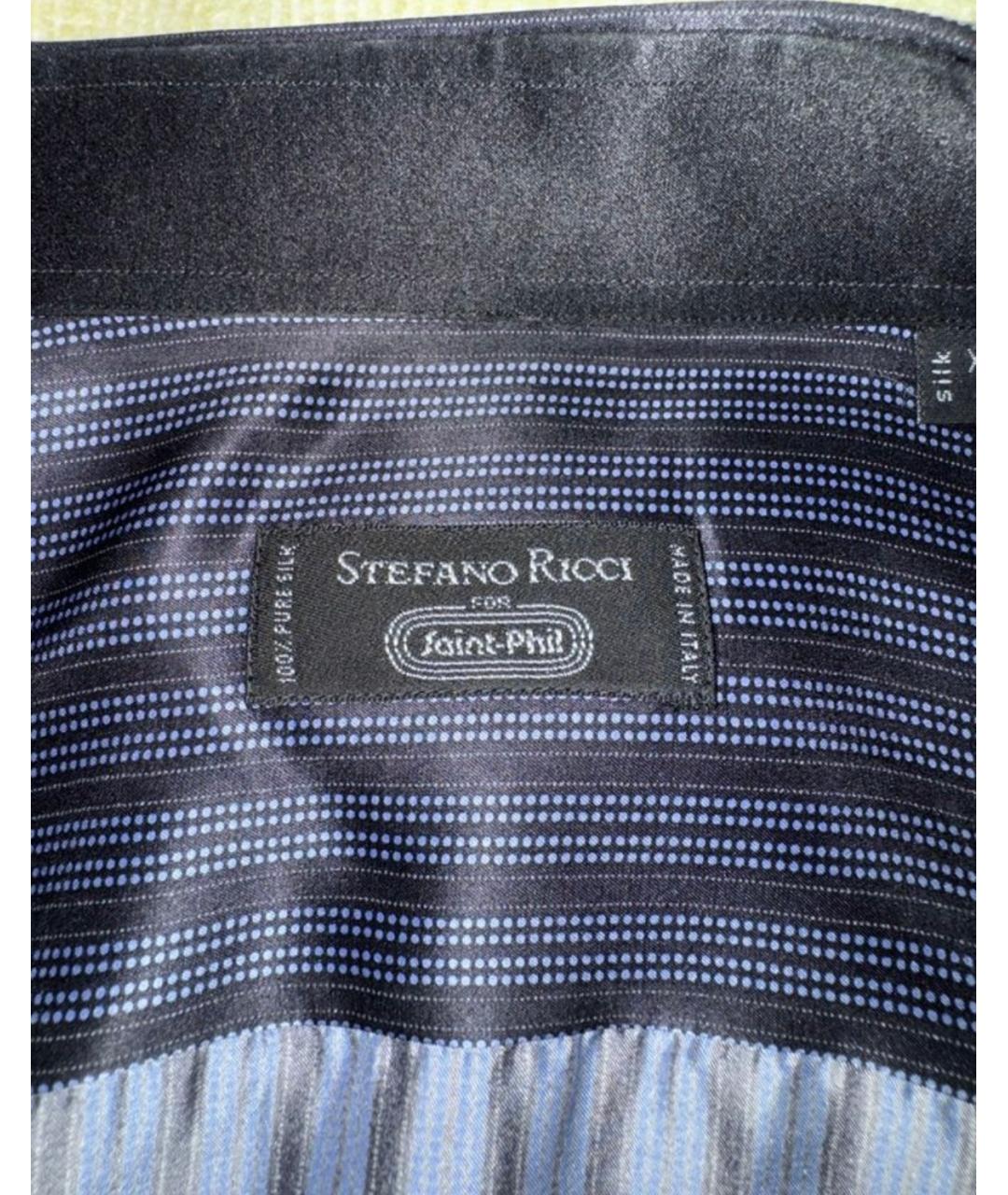 STEFANO RICCI Темно-синяя хлопковая классическая рубашка, фото 3