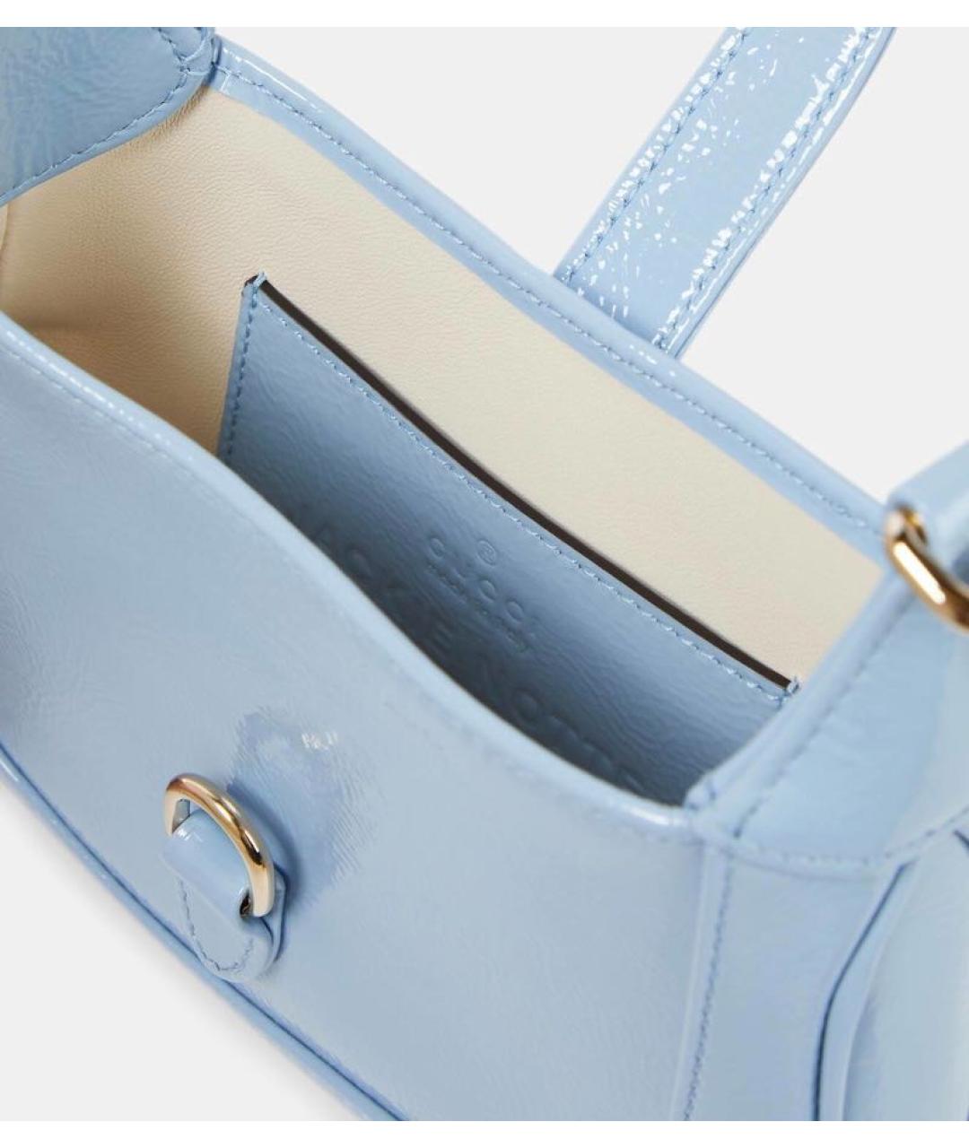 GUCCI Голубая сумка через плечо из лакированной кожи, фото 4