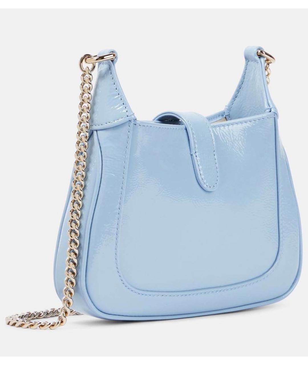 GUCCI Голубая сумка через плечо из лакированной кожи, фото 3