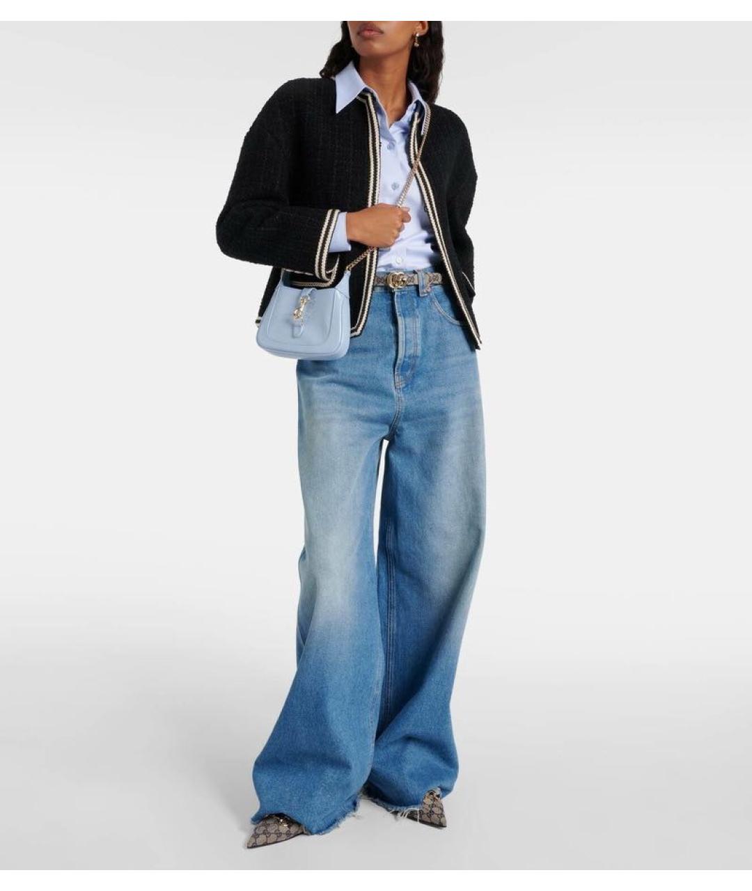 GUCCI Голубая сумка через плечо из лакированной кожи, фото 5