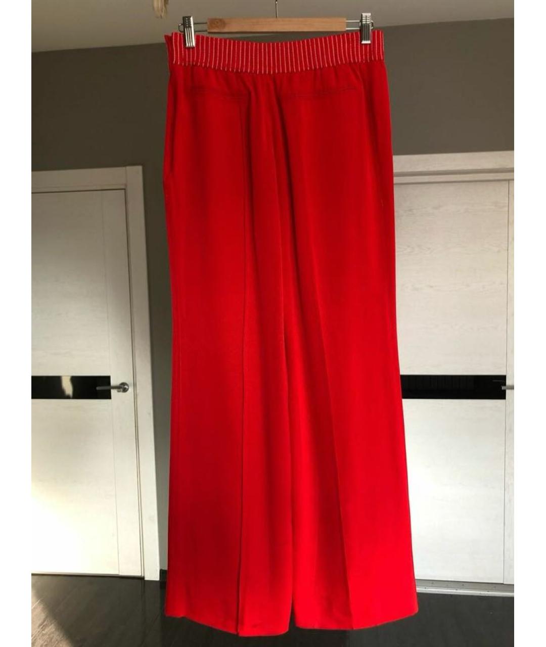 VALENTINO Красные шелковые прямые брюки, фото 2