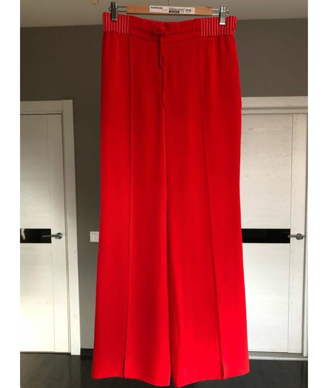 VALENTINO Красные шелковые прямые брюки, фото 5