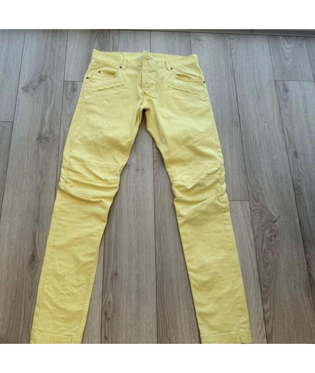 PIERRE BALMAIN Желтые хлопко-эластановые повседневные брюки, фото 6