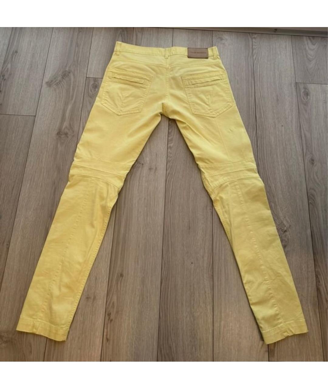 PIERRE BALMAIN Желтые хлопко-эластановые повседневные брюки, фото 2