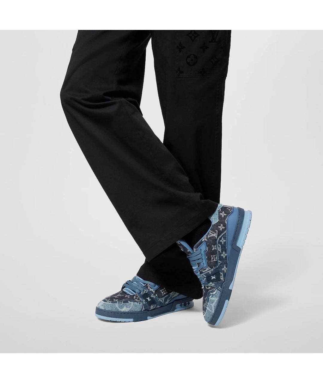 LOUIS VUITTON PRE-OWNED Синие текстильные низкие кроссовки / кеды, фото 6