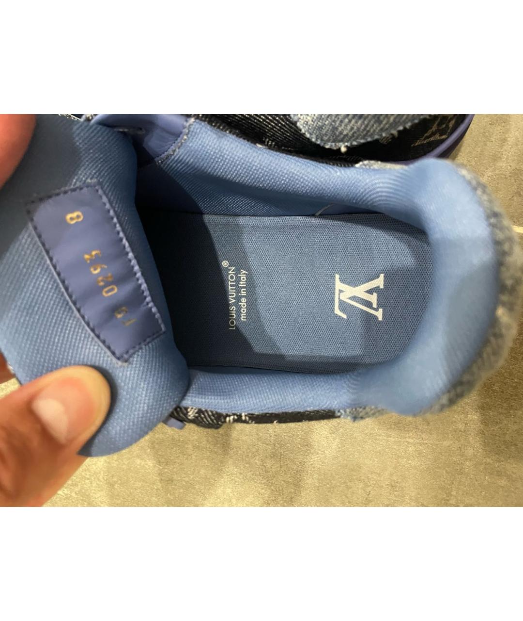 LOUIS VUITTON PRE-OWNED Синие текстильные низкие кроссовки / кеды, фото 5