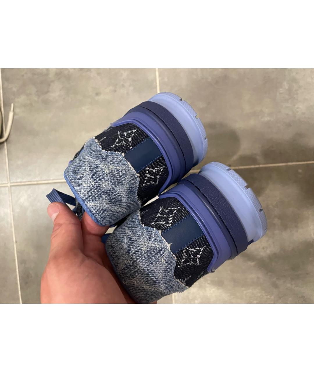 LOUIS VUITTON PRE-OWNED Синие текстильные низкие кроссовки / кеды, фото 4