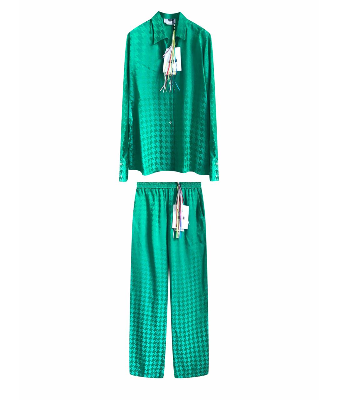 MSGM Зеленый ацетатный костюм с брюками, фото 1