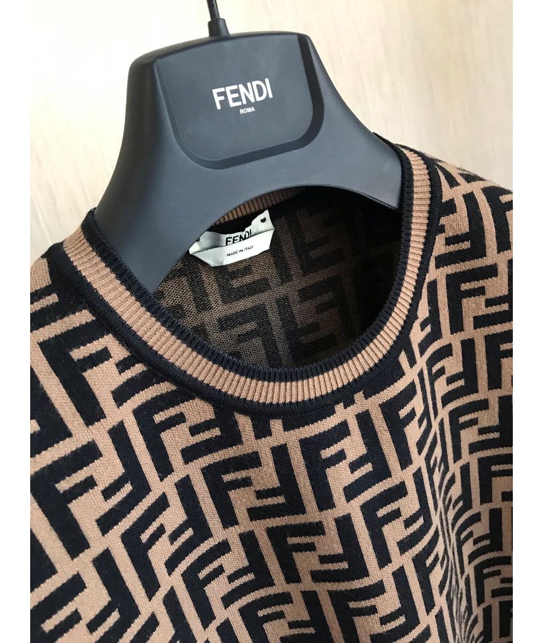 FENDI Коричневый вискозный джемпер / свитер, фото 3