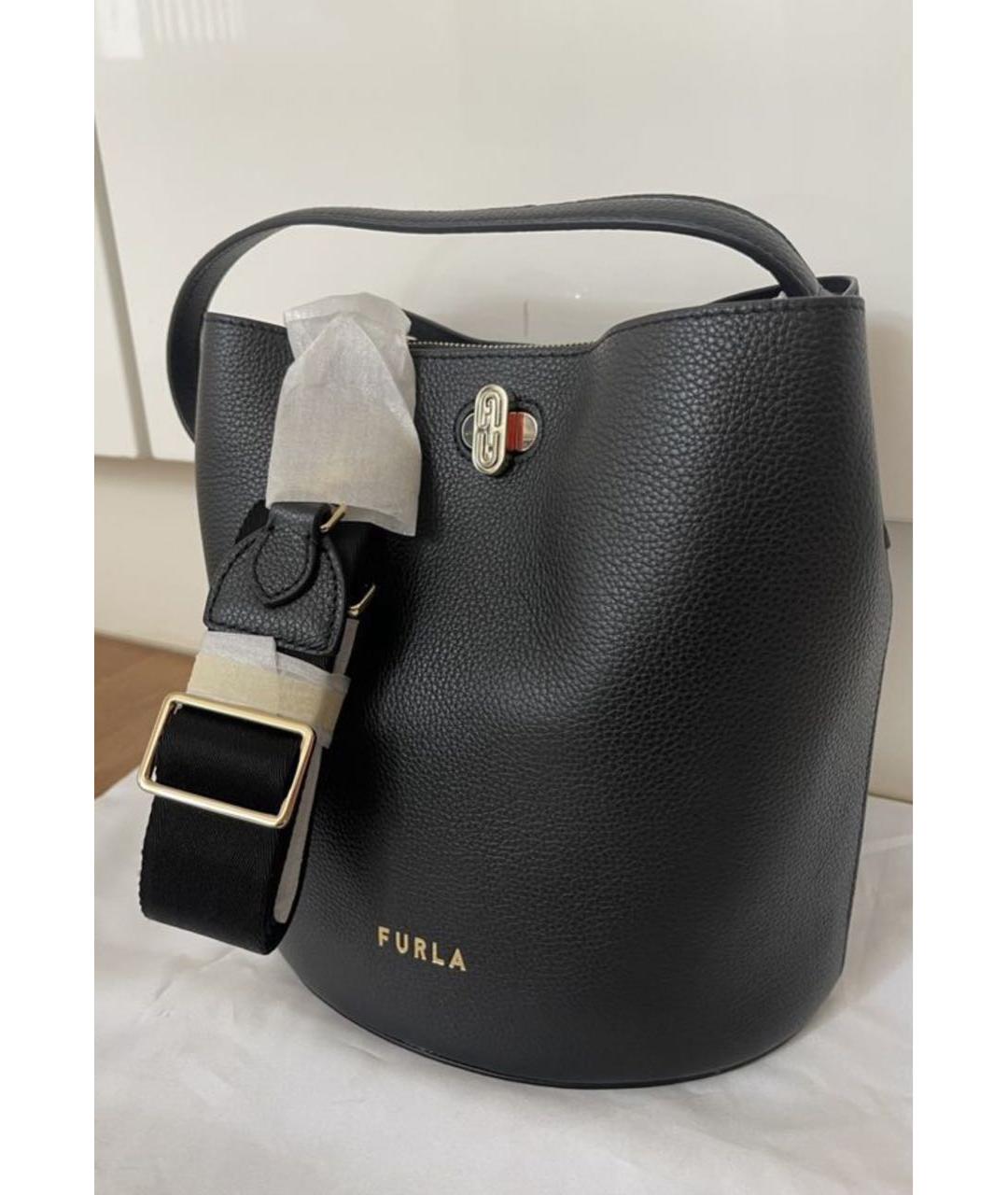 FURLA Черная кожаная сумка через плечо, фото 2