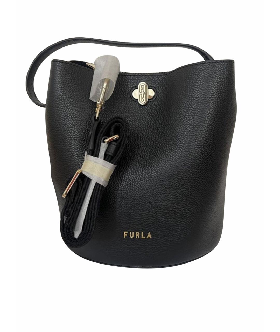 FURLA Черная кожаная сумка через плечо, фото 1