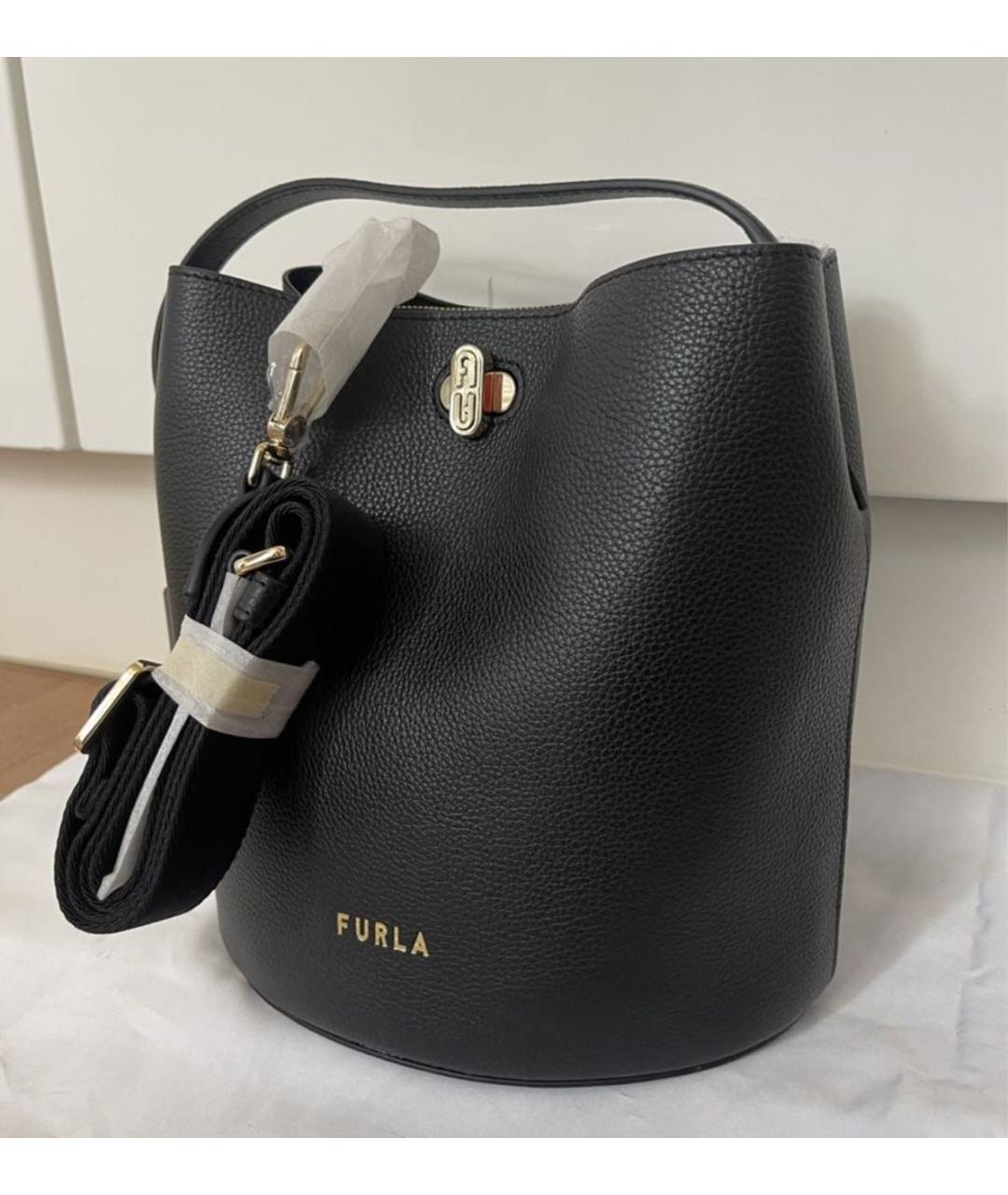 FURLA Черная кожаная сумка через плечо, фото 8